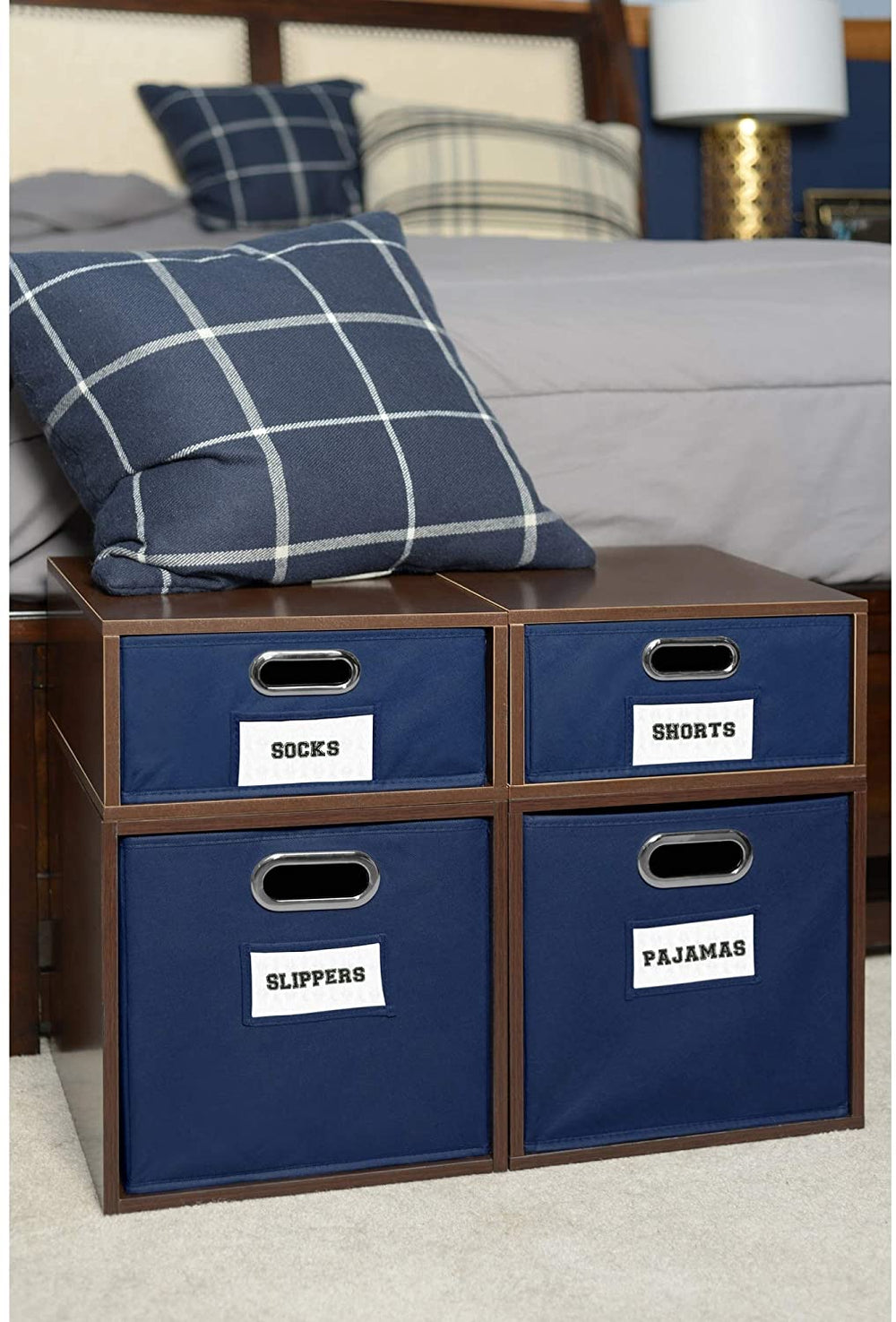 Storage Set 2 Full Cubes/2 Half Cubes Truffle Brown Modern Contemporary Laminate Wood Finish - Diamond Home USA