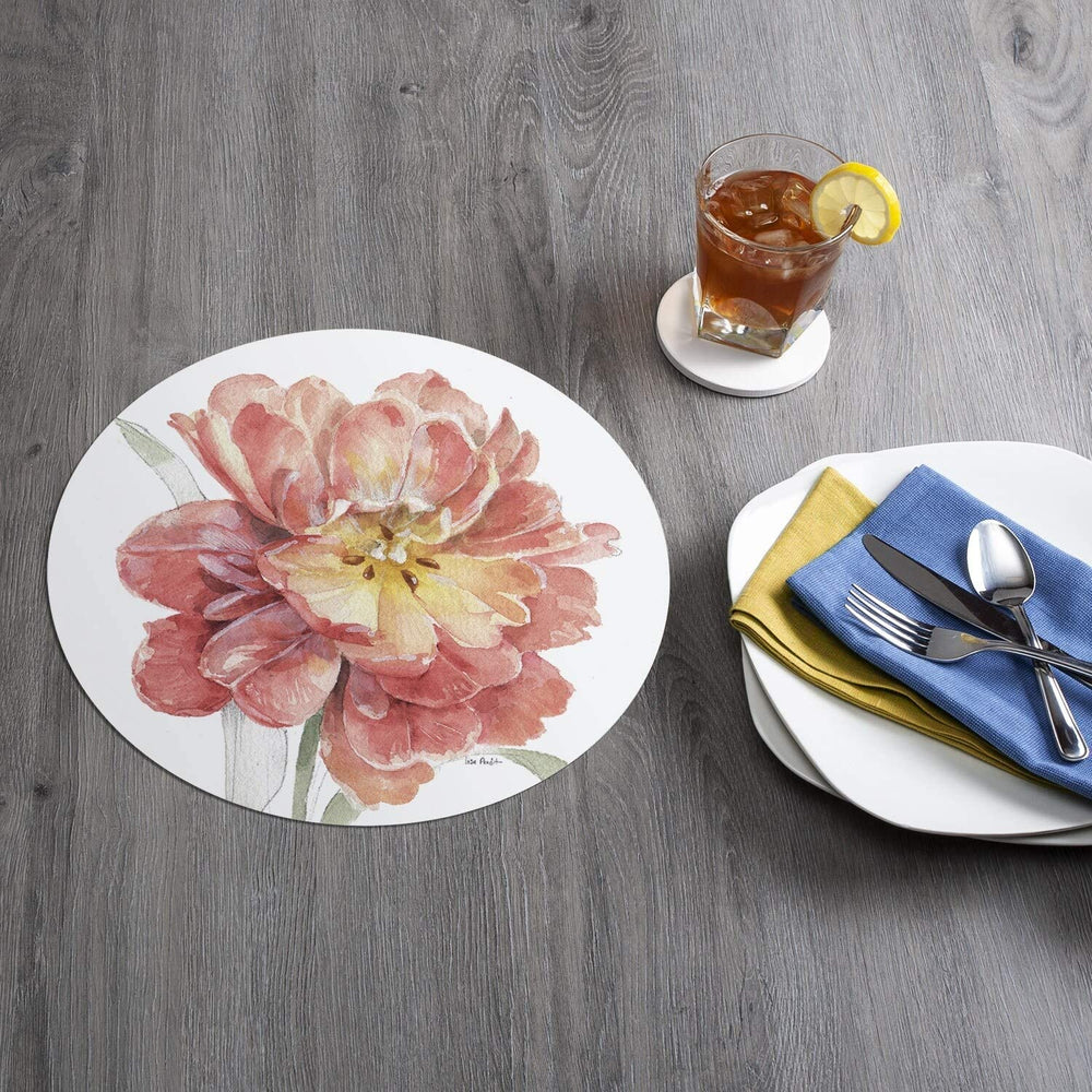 Wipe Clean Round Shaped Placemats Set 4 Color Plastic - Diamond Home USA