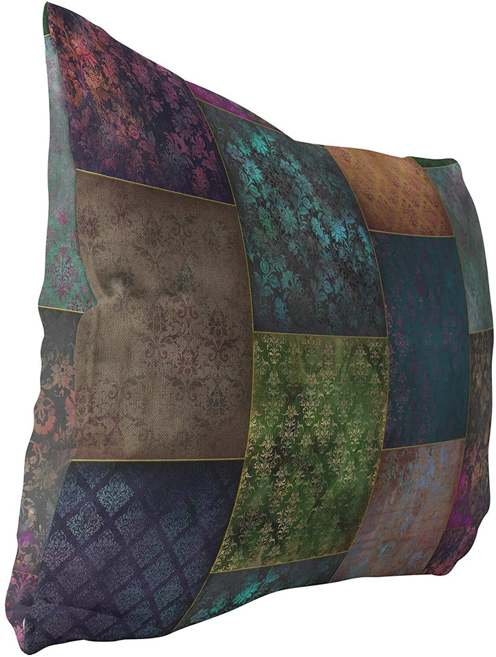 Bohemian Patchwork Boho Indoor|Outdoor Lumbar Pillow by Designs 20x14 Purple Patchwork Bohemian Eclectic Polyester Removable Cover