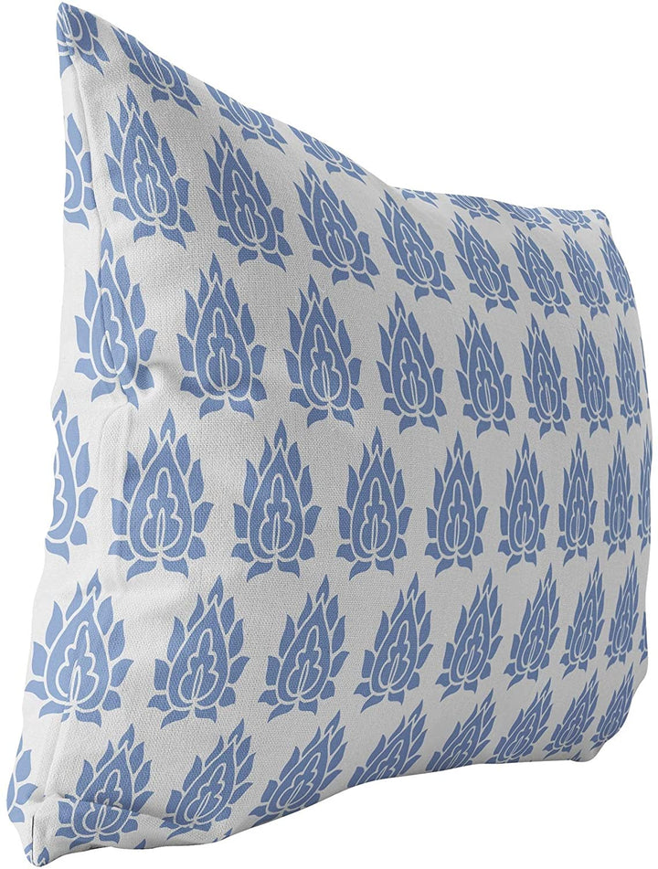 Indoor|Outdoor Lumbar Pillow 20x14 Blue Geometric Modern Contemporary Polyester Removable Cover