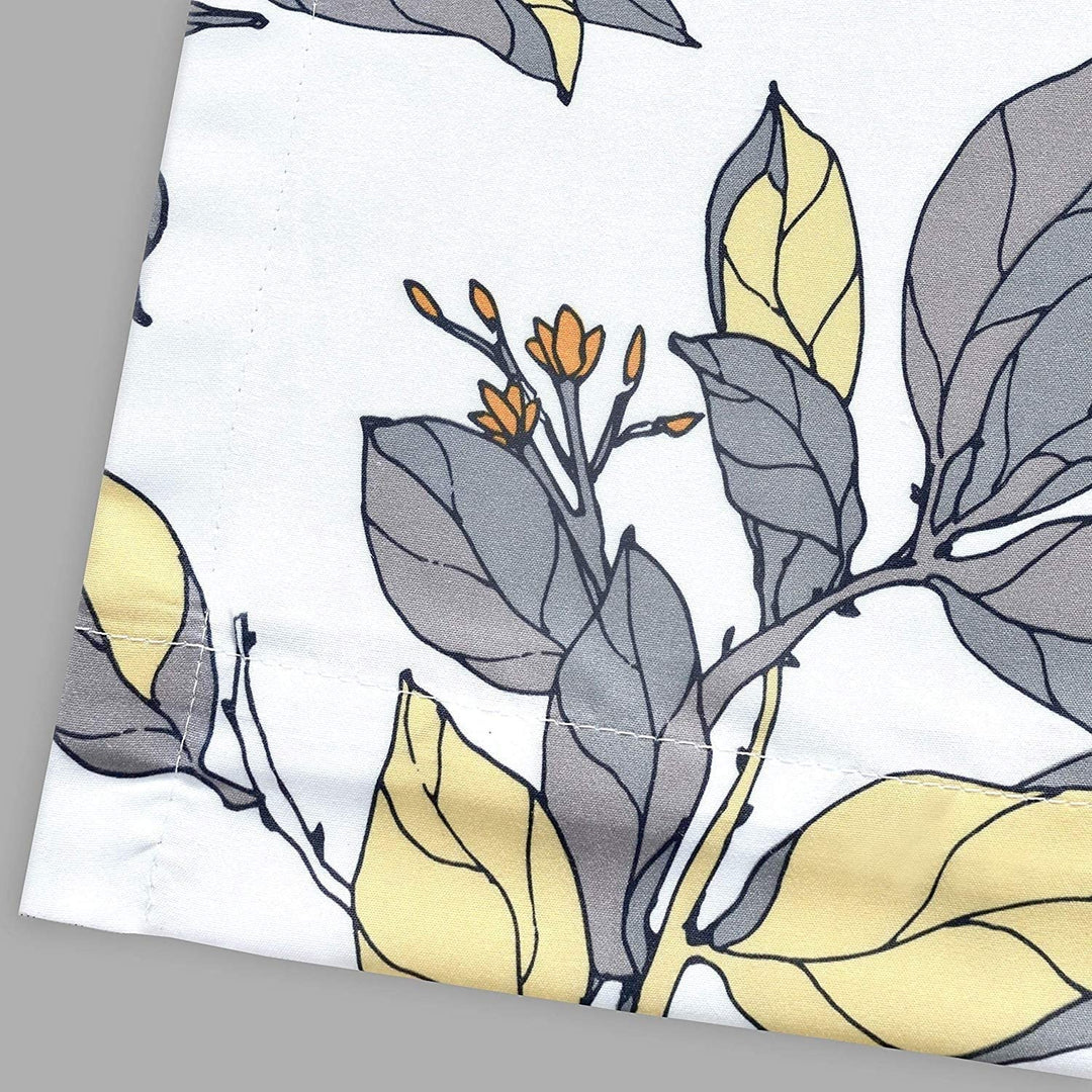 Sketch Floral Branch Leaves Tie Up Curtain 45'' Width X 63'' Length Grey Modern Contemporary Polyester Thermal - Diamond Home USA