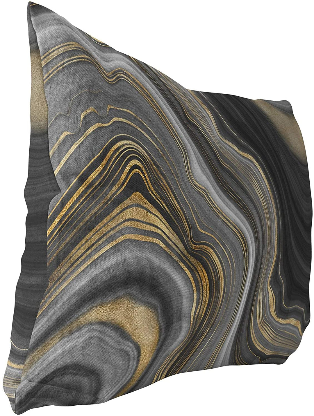 Indoor|Outdoor Lumbar Pillow by Designs 20x14 Black Geometric Modern Contemporary Polyester Removable Cover