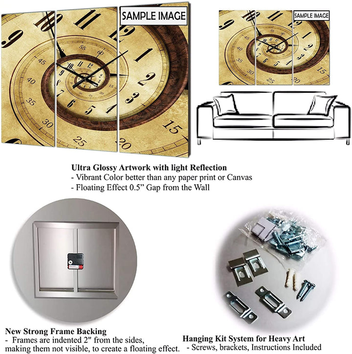 Abstract Droplets 15' Oversized Modern Wall Clock 3 Panels 36 Wide X 28 High Black Contemporary Rectangular Steel Finish Battery Included - Diamond Home USA