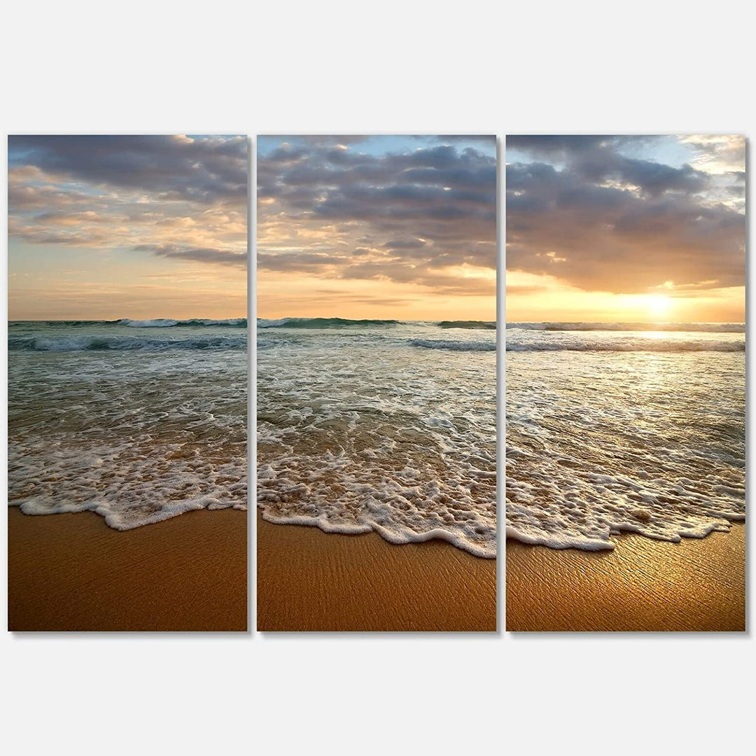 Bright Cloudy Sunset Calm Ocean Contemporary Seascape