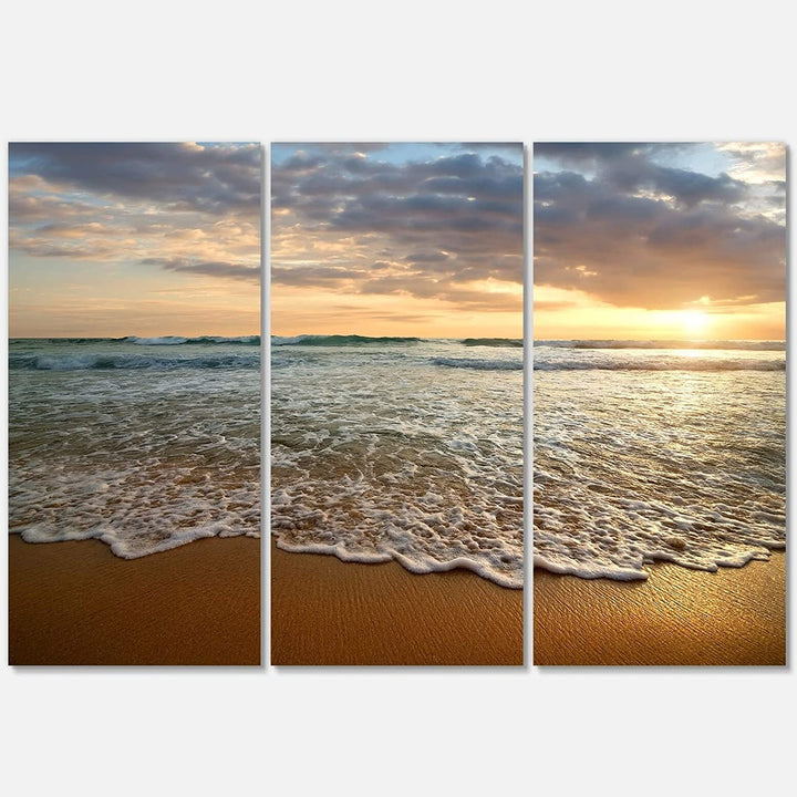 Bright Cloudy Sunset Calm Ocean Contemporary Seascape