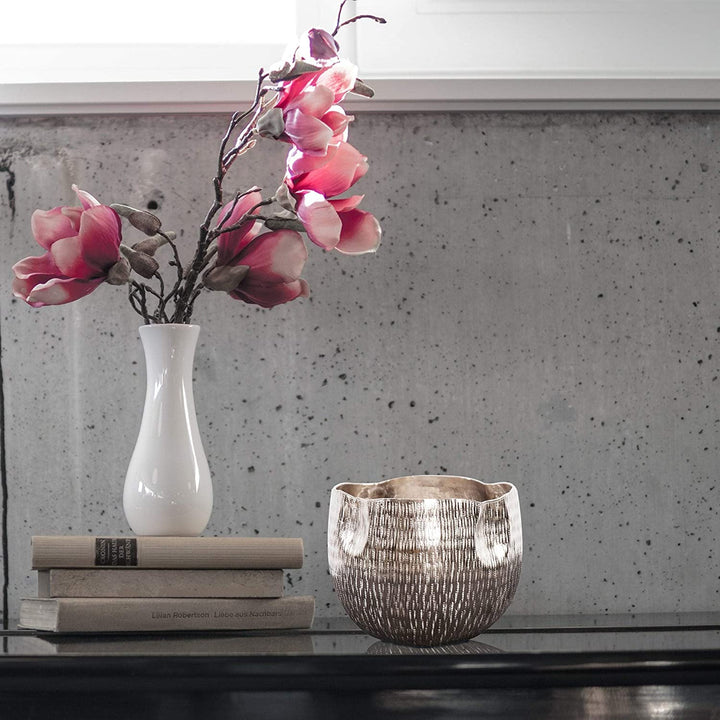 MISC Textured Bright Silver Aluminum Pinch Pot Votive Holder Large 5h X 6w 6d