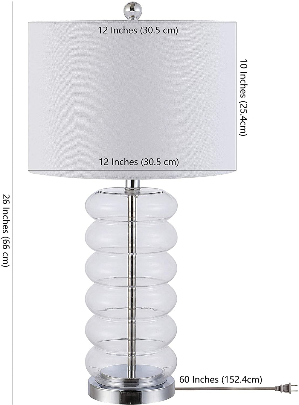 26 5 inch Glass Table Lamp 14" X 26 5" Clear Modern Contemporary Traditional Chrome Bulbs Included - Diamond Home USA