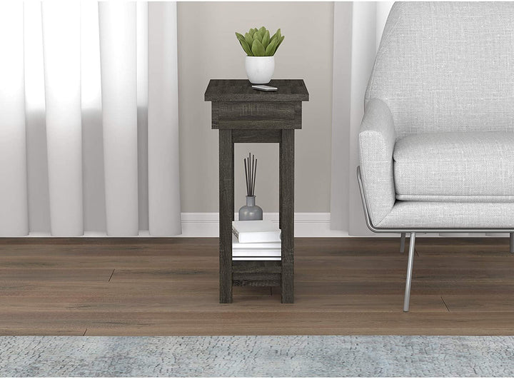 Accent Table 20l Dark Grey Open Top Drawer 20" X 11 4" 24" Modern Contemporary Rectangle MDF Wood Finish Drawers - Diamond Home USA