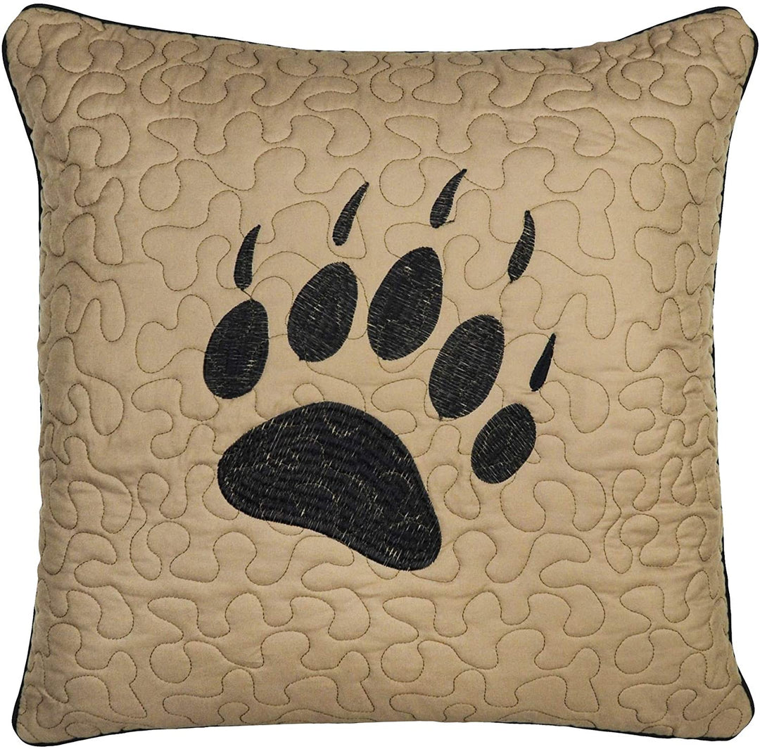 Bear Walk Plaid UCC Paw Decorative Pillow Brown