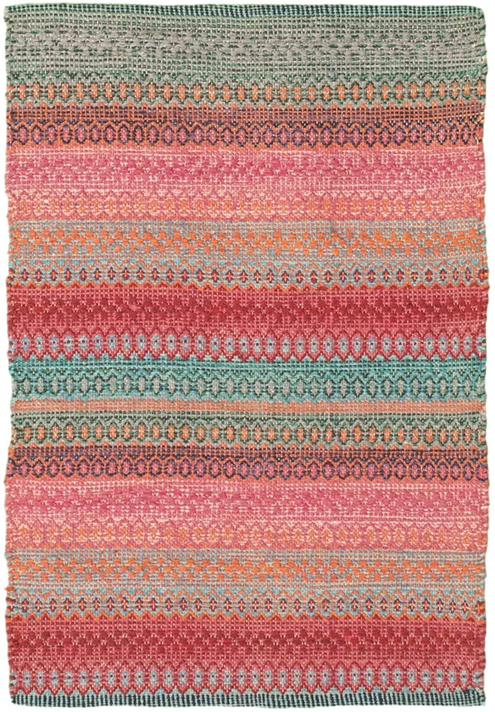 Flat Weave Bold Colorful Pink Red Wool 2'0 X 3'0 Stripe