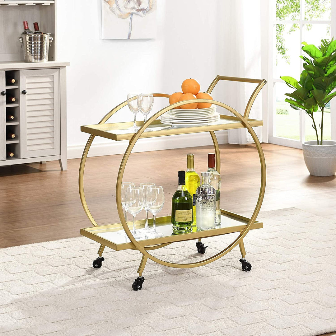 Gold Bar Cart American Crafted Metal 28 X 14 32 Yellow