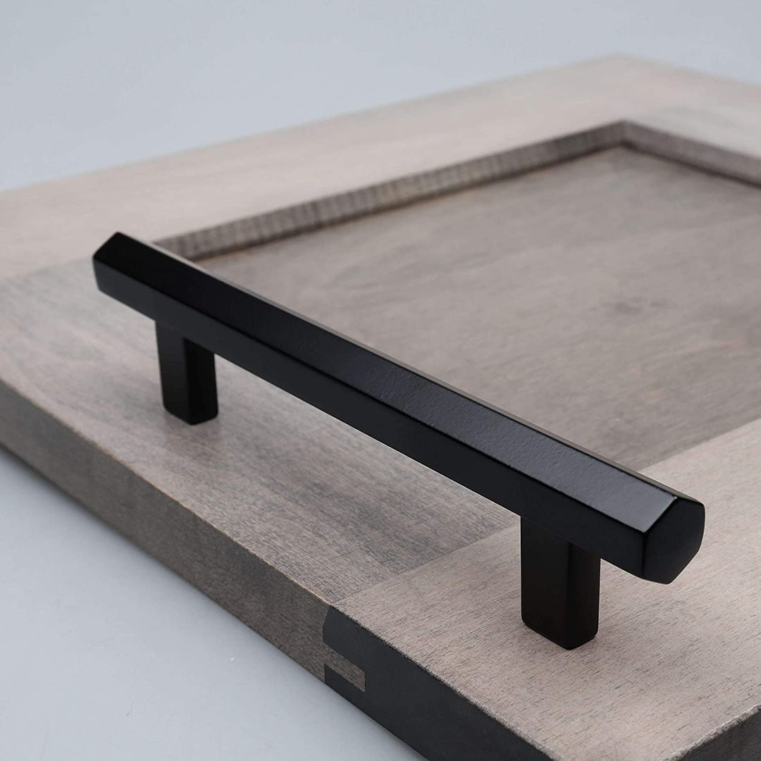 10 Pack 5 inch Center Solid Hexagon Bar Pull Matte Black Modern Contemporary Metal