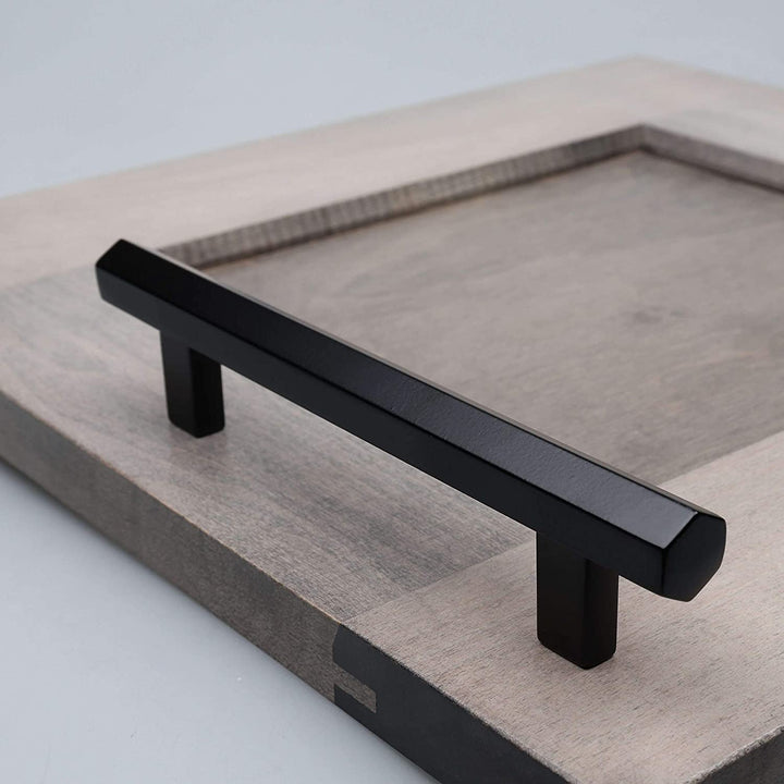 10 Pack 5 inch Center Solid Hexagon Bar Pull Matte Black Modern Contemporary Metal