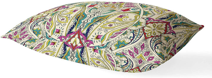 Ivory Lumbar Pillow Ivory Geometric Global Polyester Single Removable Cover - Diamond Home USA