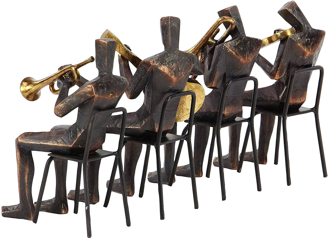 Set 4 Traditional Resin Metal Musician Sculptures Brown Culture Bronze Finish - Diamond Home USA