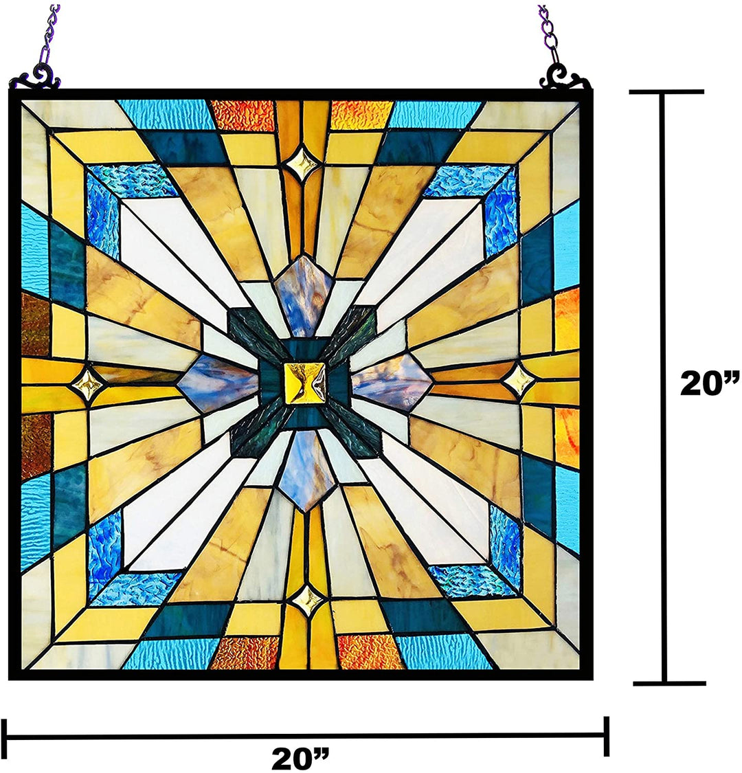 Mission Design/Look Glass Window Panel/suncatcher Color Traditional Square Arts Crafts Includes Hardware