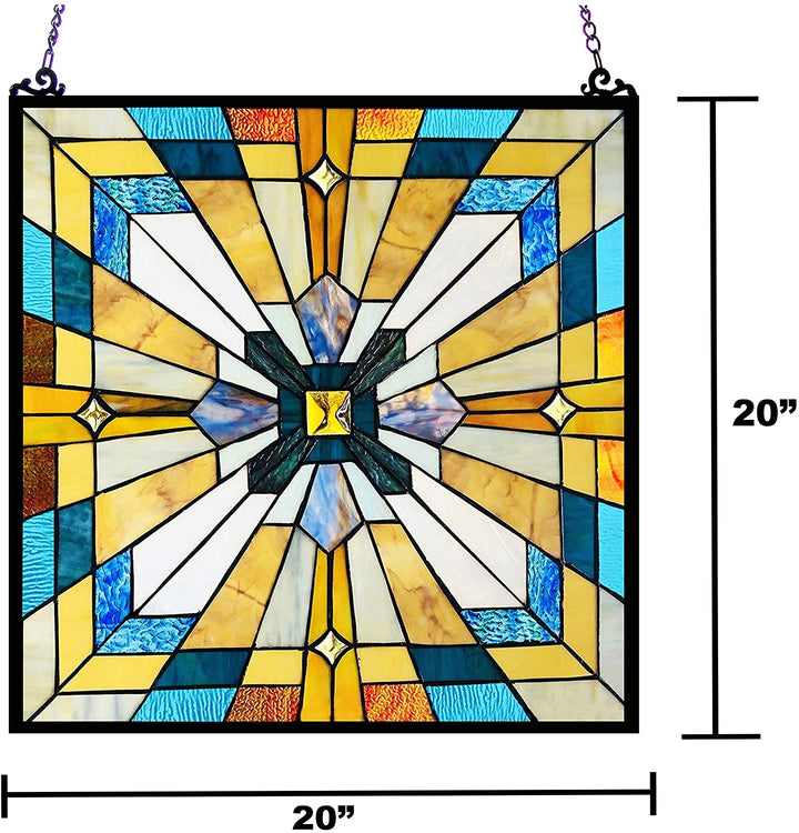 Mission Design/Look Glass Window Panel/suncatcher Color Traditional Square Arts Crafts Includes Hardware