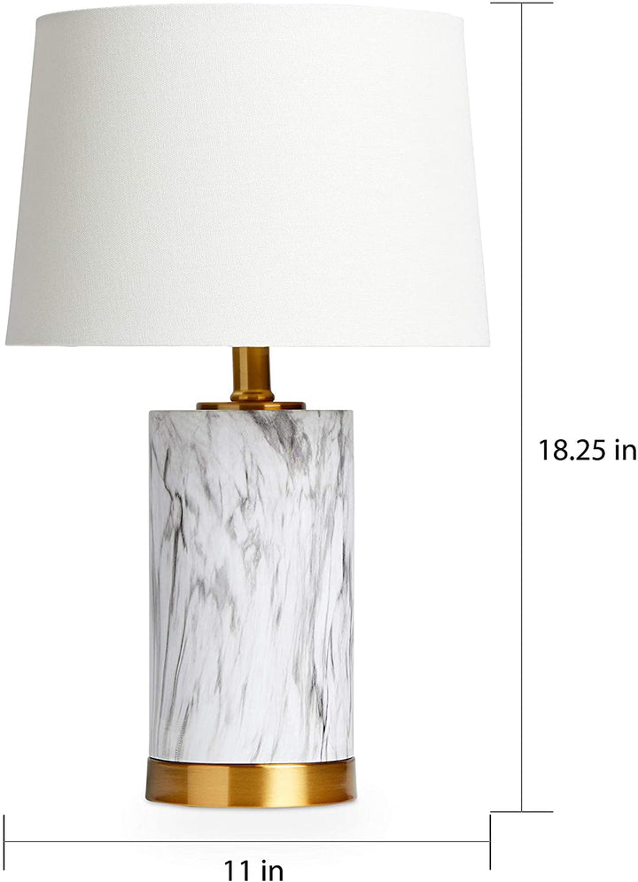 Lighting 18 25 inch White/Black Marble Table Lamp 11" X 18 25" White Modern Contemporary Bulbs Included - Diamond Home USA