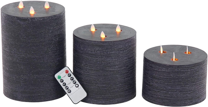 Modern Black Led Candles (Set 3) Contemporary