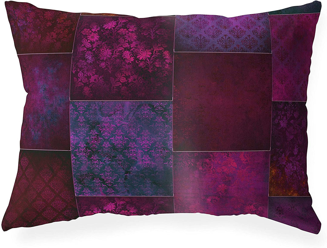 Bohemian Patchwork Wine Purple Indoor|Outdoor Lumbar