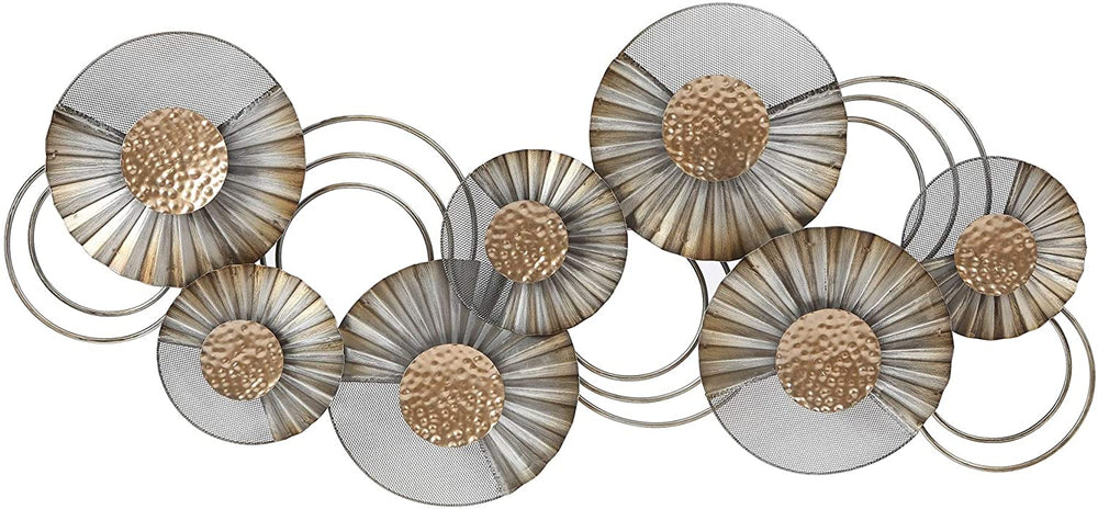 Metal Modern Flower Wall Black Brown Contemporary Includes Hardware - Diamond Home USA