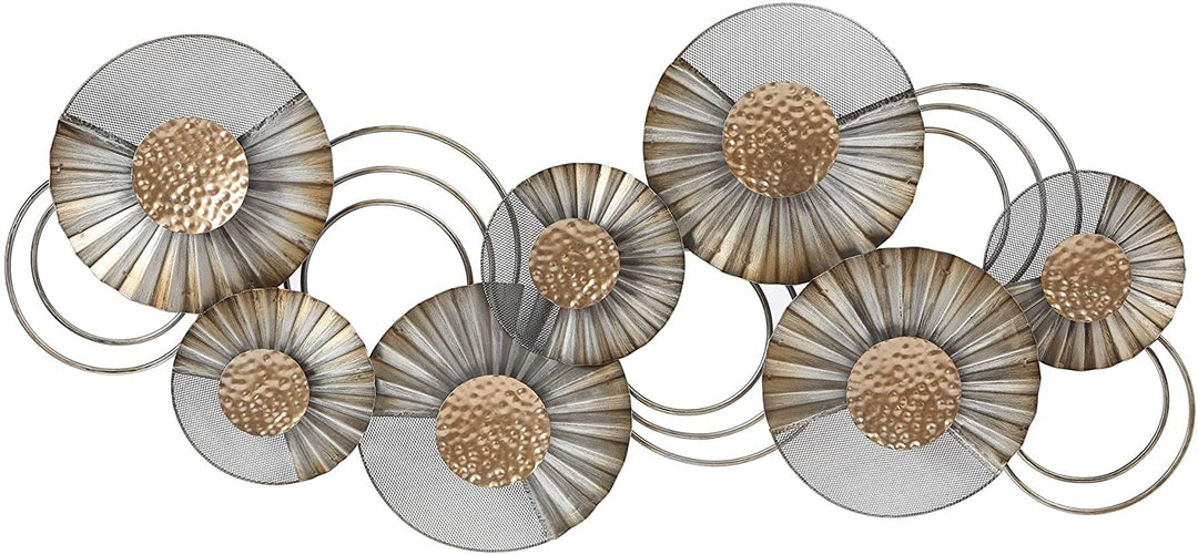 Metal Modern Flower Wall Black Brown Contemporary Includes Hardware - Diamond Home USA