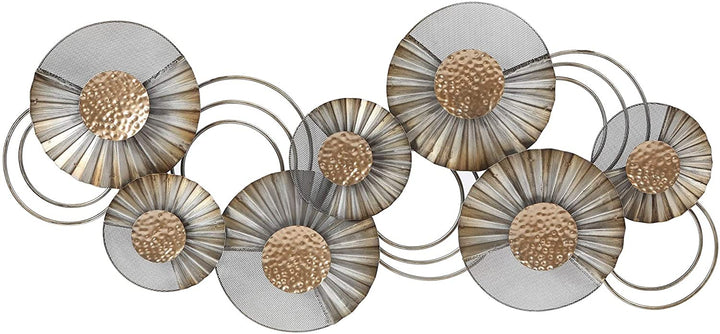 Metal Modern Flower Wall Black Brown Contemporary Includes Hardware - Diamond Home USA