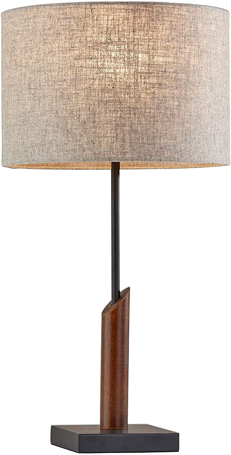 Black Walnut Table Lamp Mid Century Modern Contemporary Transitional