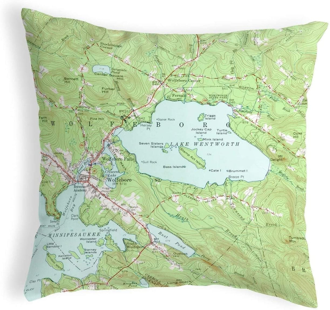 Lake Nh Nautical Map Noncorded Pillow 12x12 lor Graphic
