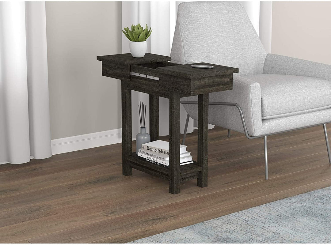 Accent Table 20l Dark Grey Open Top Drawer 20" X 11 4" 24" Modern Contemporary Rectangle MDF Wood Finish Drawers - Diamond Home USA
