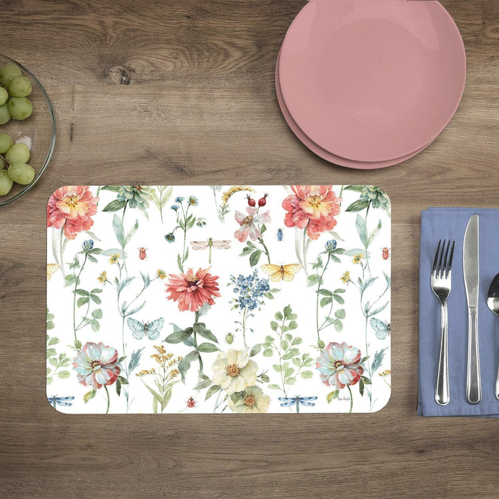 Wipe Clean Placemats Set 4 Bunny Color Rectangle Plastic - Diamond Home USA