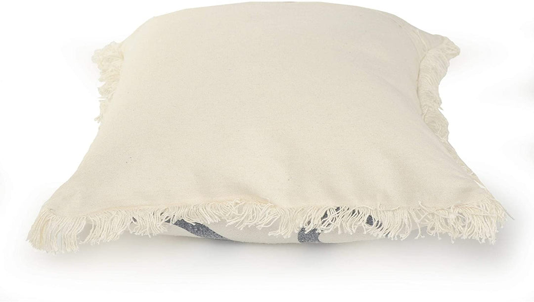 MISC Octopus Fringe Coastal Throw Pillow Blue Cream Grey Animal Nautical Tropical Cotton Single