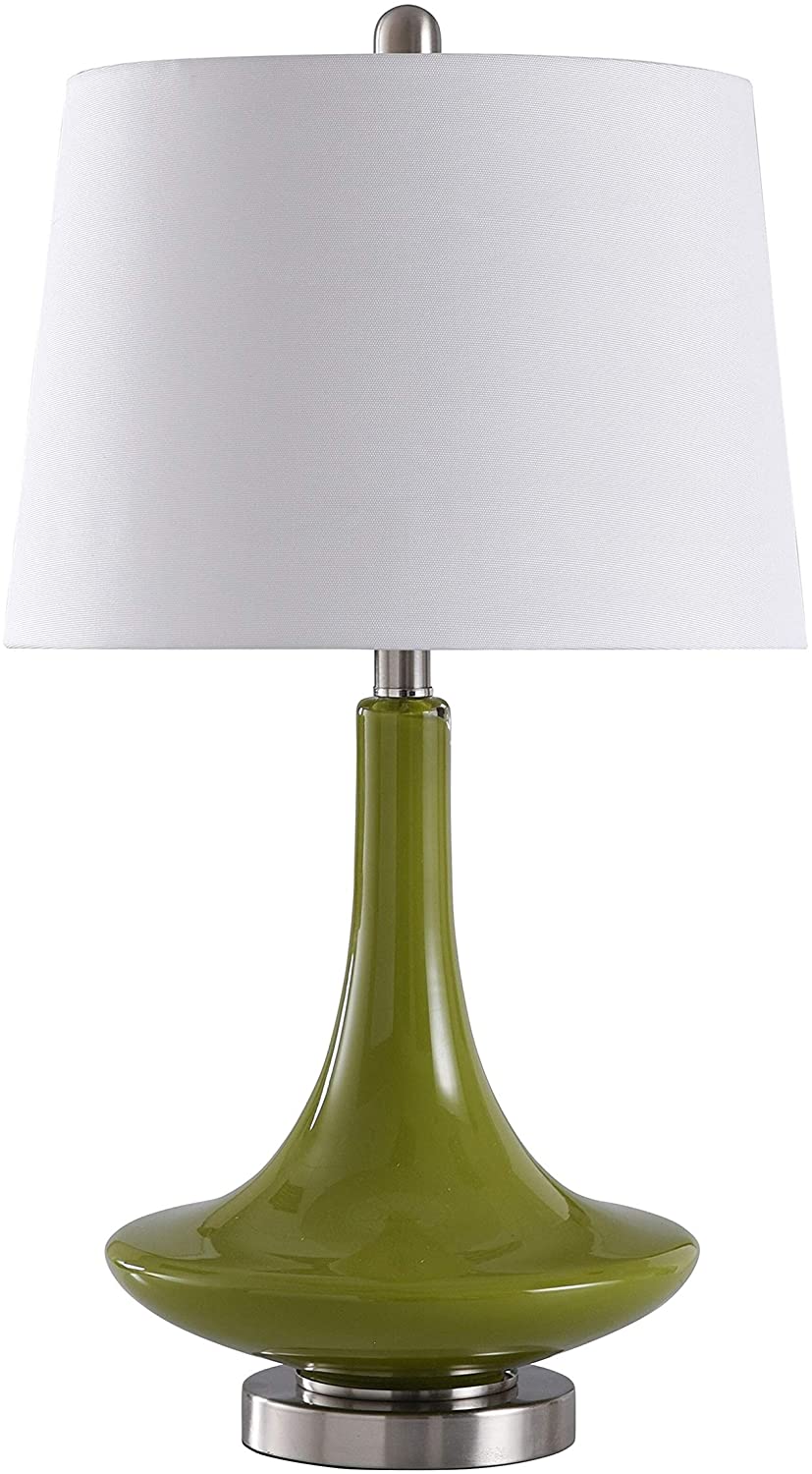 Green Table Lamp White Hardback Fabric Shade Modern Contemporary - Diamond Home USA