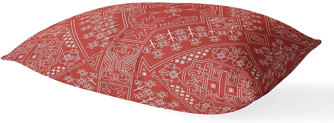 Terracotta Lumbar Pillow Orange Geometric Southwestern Polyester Single Removable Cover - Diamond Home USA
