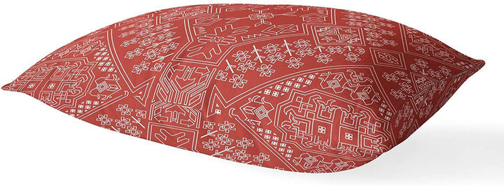 Terracotta Lumbar Pillow Orange Geometric Southwestern Polyester Single Removable Cover - Diamond Home USA