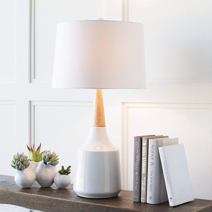 Contemporary Table Lamp Beige White Mid Century Modern Scandinavian - Diamond Home USA