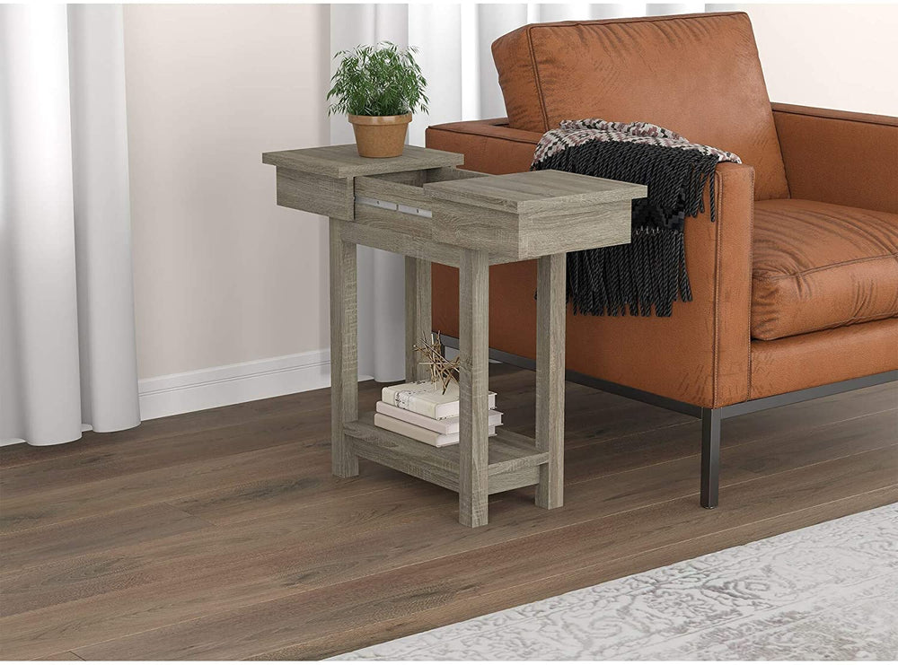 Accent Table 20l Dark Taupe Open Top Drawer 20" X 11 4" 24" Modern Contemporary Rectangle MDF Wood Finish Drawers - Diamond Home USA