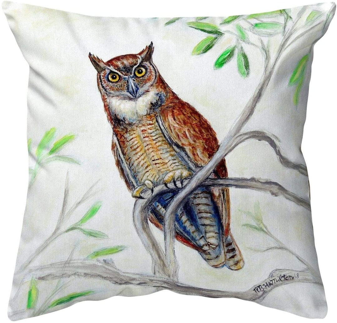 Great Horned Owl Noncorded Pillow 12x12 Color Graphic