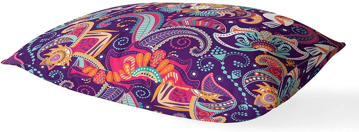 Lumbar Pillow Purple Geometric Bohemian Eclectic Polyester Single Removable Cover - Diamond Home USA