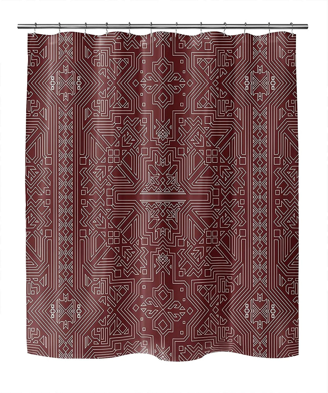 Burgundy Shower Curtain by 71x74 Red Geometric