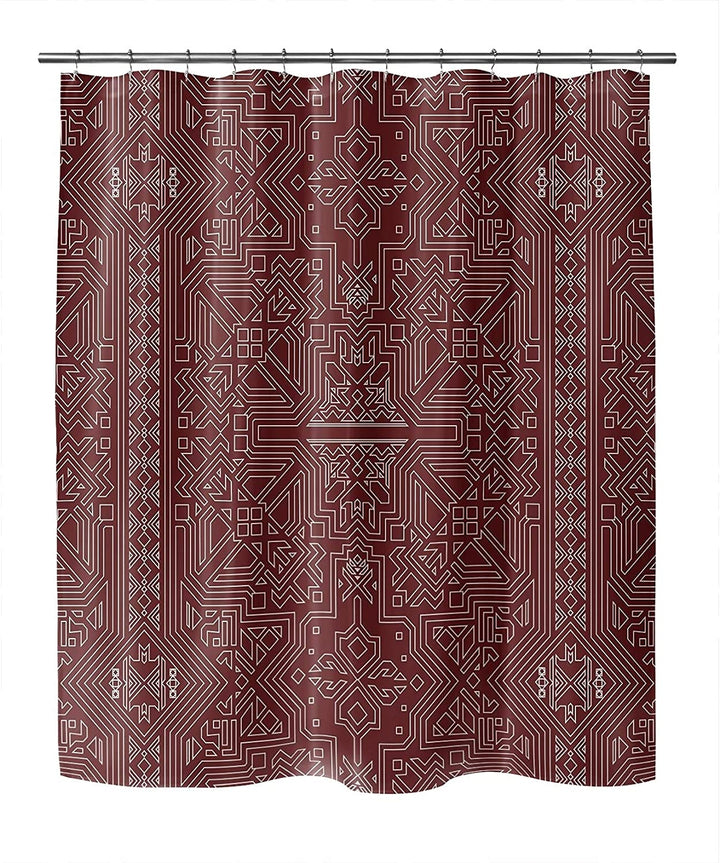 Burgundy Shower Curtain by 71x74 Red Geometric
