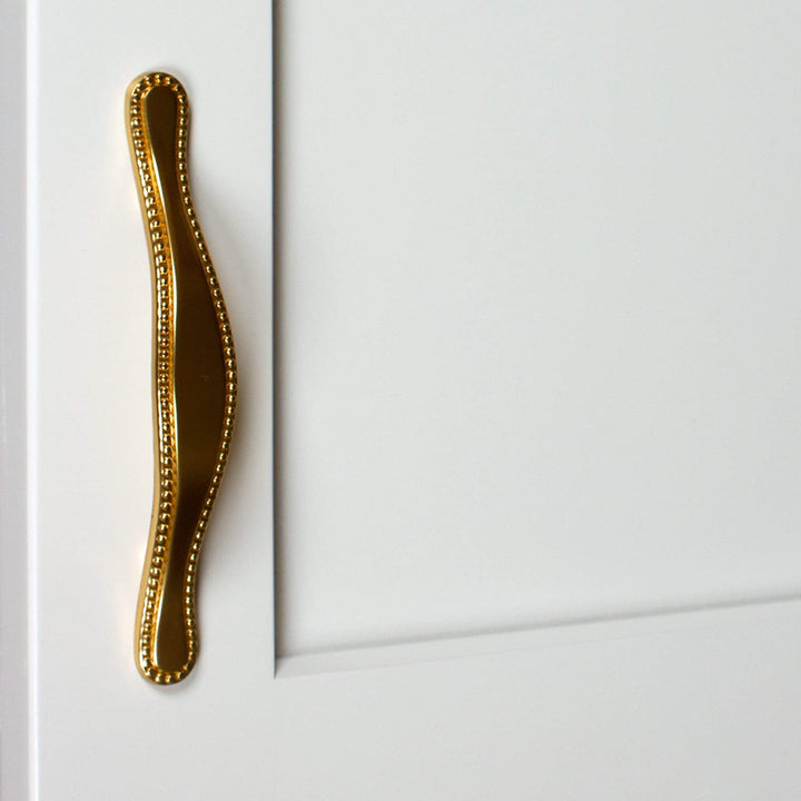 25 Pack 3 Inch Center Brass Gold Beaded Cabinet Pulls Mid Century Modern Zinc Finish - Diamond Home USA