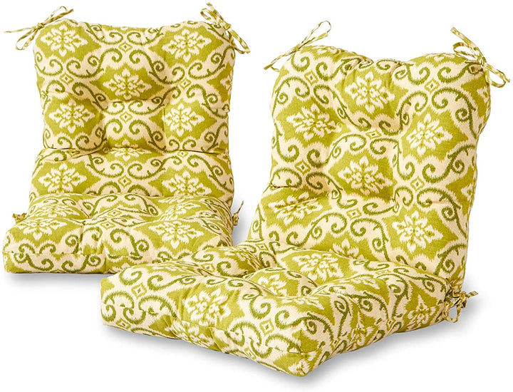 Cocoa Beach Ikat 21 inch X 42 inch Outdoor Seat/Back Chair Cushion (Set 2) Green White Traditional Transitional Polyester Fade Resistant Uv Water
