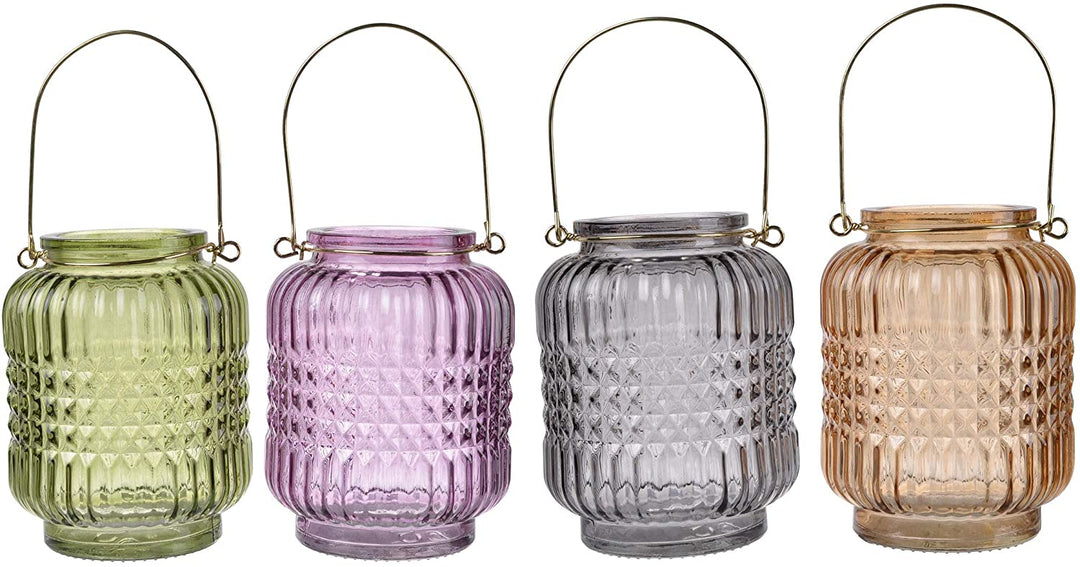 4 inch X 5 inch Glass Candle Holders (Set 4) Brown en