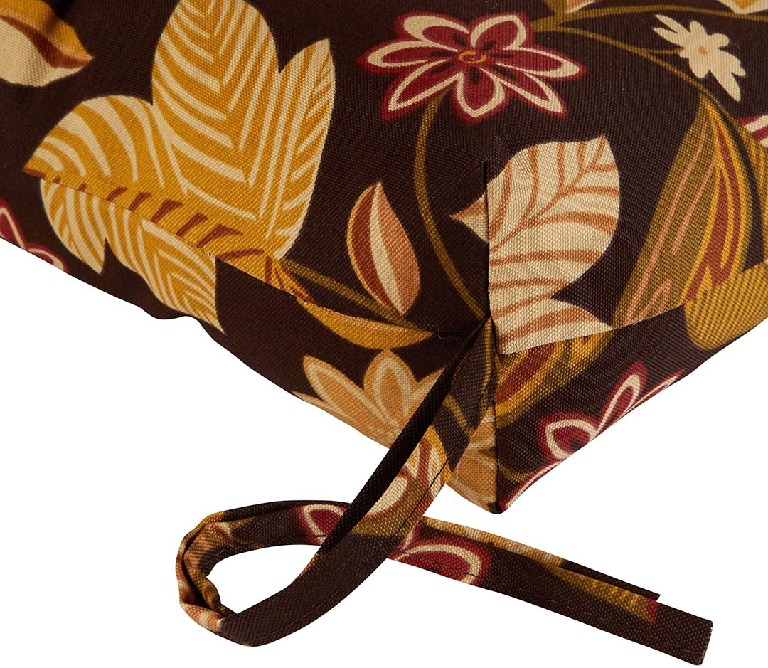 MISC Point 3 Section 22 inch X 44 inch Outdoor Floral High Back Chair Cushion (Set 2) by Brown Red Yellow Traditional Transitional Polyester