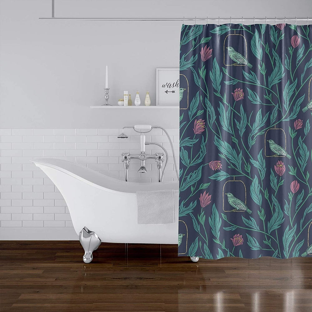 Charcoal Shower Curtain by 71x74 Grey Floral Cottage Polyester - Diamond Home USA