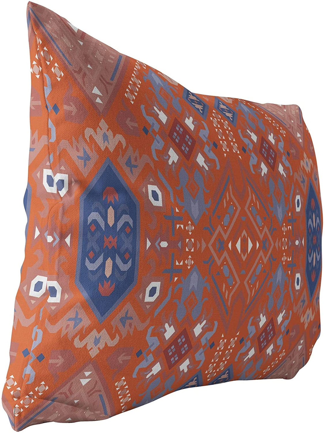 MISC Orange Indoor|Outdoor Lumbar Pillow by Designs 20x14 Orange Geometric Southwestern Polyester Removable Cover
