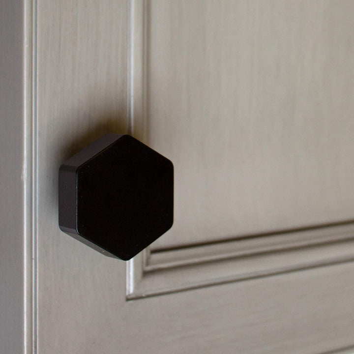 10 Pack 1 1/2 Inch Solid Hexagon Cabinet Knob Matte Black Modern Contemporary Zinc - Diamond Home USA