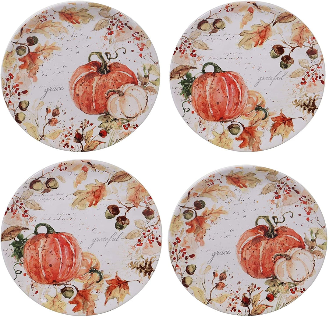 Harvest Splash Salad Plates Set 4 Green Orange White