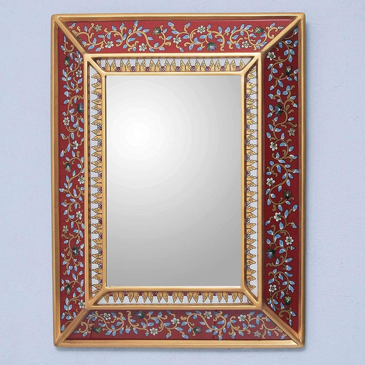 Handmade Cedar Bluebells Scarlet Mirror (Peru) Country